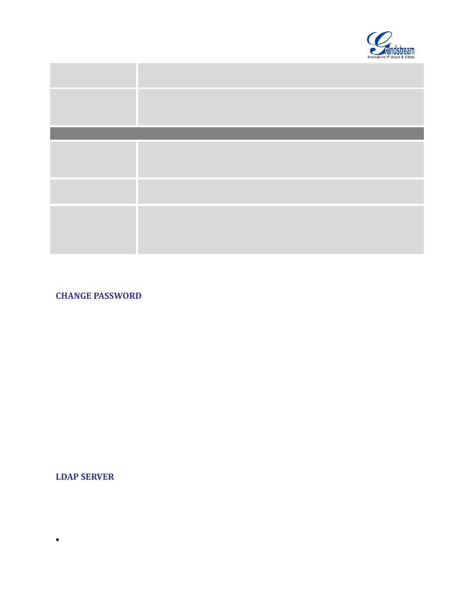 Change password, Ldap server | Grandstream UCM6100 User Manual for 1.0.9.25 User Manual | Page 72 / 306