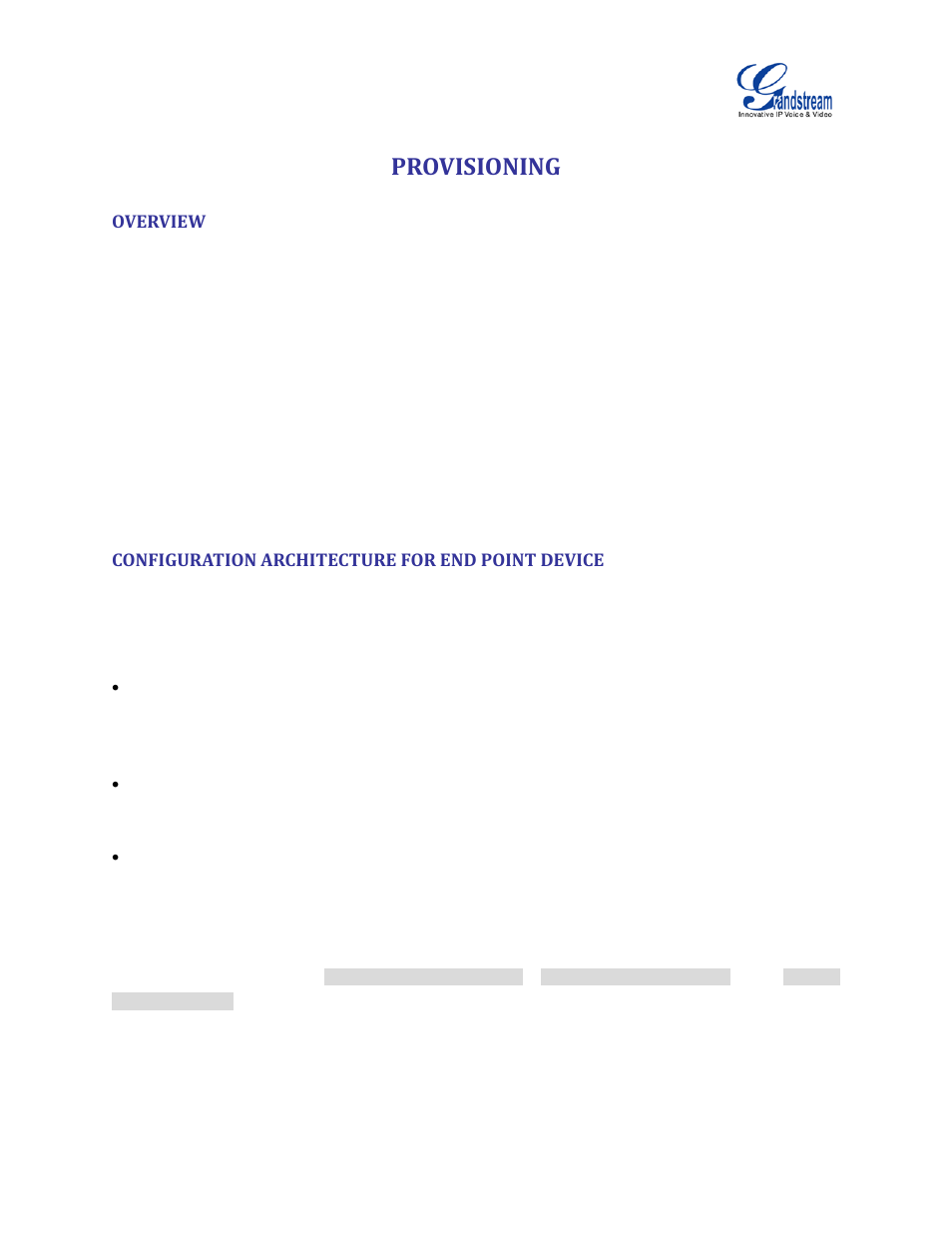 Provisioning, Overview, Configuration architecture for end point device | Grandstream UCM6100 User Manual for 1.0.9.25 User Manual | Page 90 / 306