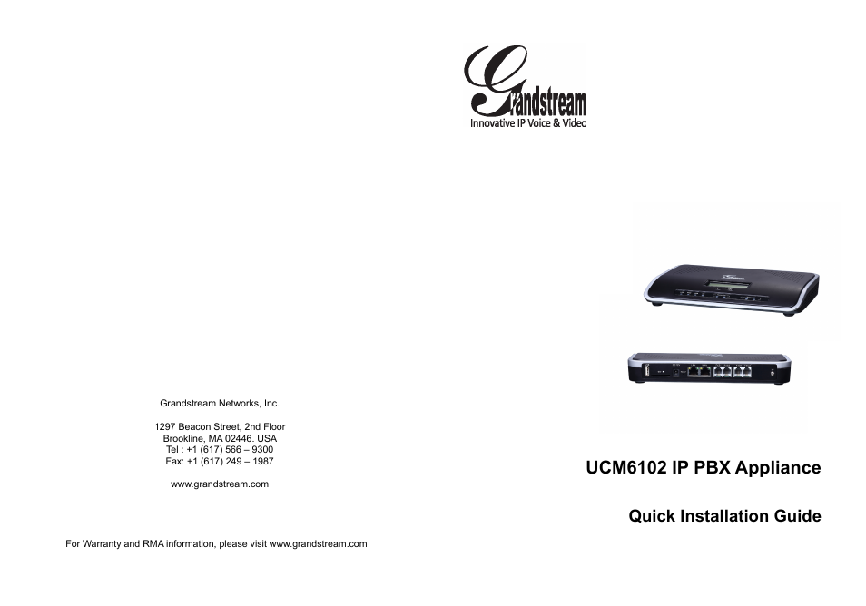 Grandstream UCM6102 Quick Installation Guide User Manual | 16 pages