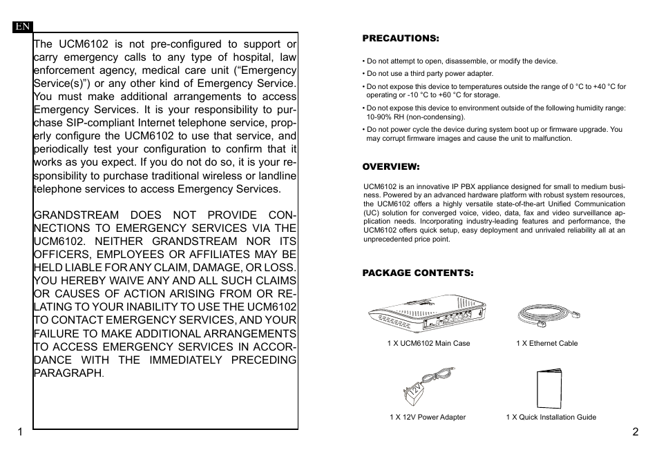 Grandstream UCM6102 Quick Installation Guide User Manual | Page 3 / 16