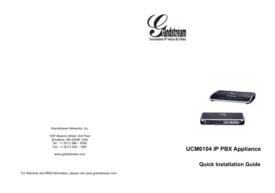 Grandstream UCM6104 Quick Installation Guide User Manual | 16 pages