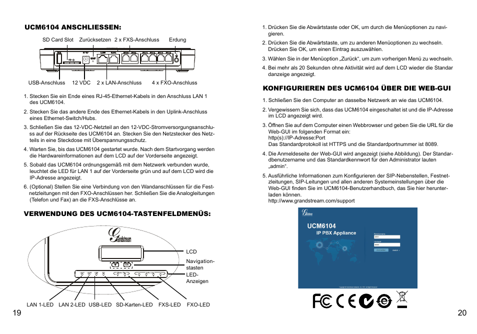 Grandstream UCM6104 Quick Installation Guide User Manual | Page 12 / 16