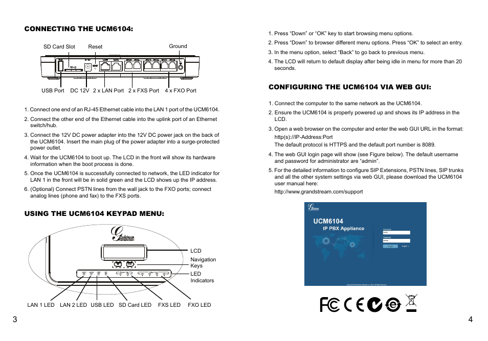 Grandstream UCM6104 Quick Installation Guide User Manual | Page 4 / 16
