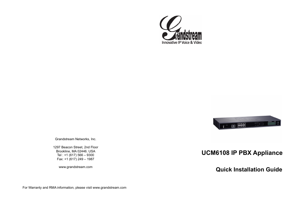 Grandstream UCM6108 Quick Installation Guide User Manual | 16 pages