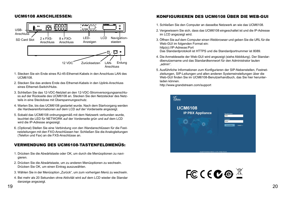Grandstream UCM6108 Quick Installation Guide User Manual | Page 12 / 16