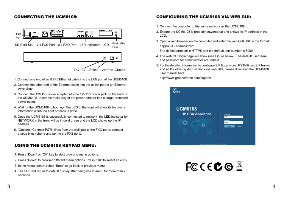 Grandstream UCM6108 Quick Installation Guide User Manual | Page 4 / 16