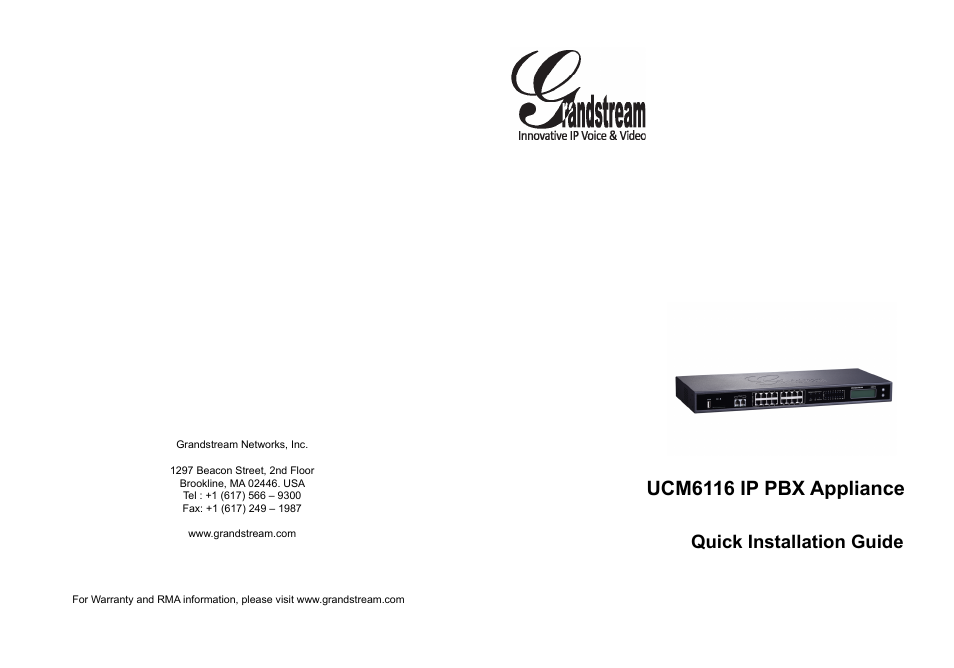 Grandstream UCM6116 Quick Installation Guide User Manual | 16 pages