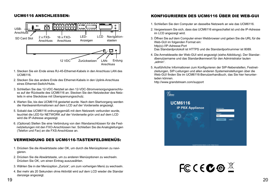 Grandstream UCM6116 Quick Installation Guide User Manual | Page 12 / 16