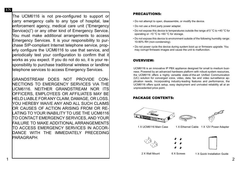 Grandstream UCM6116 Quick Installation Guide User Manual | Page 3 / 16