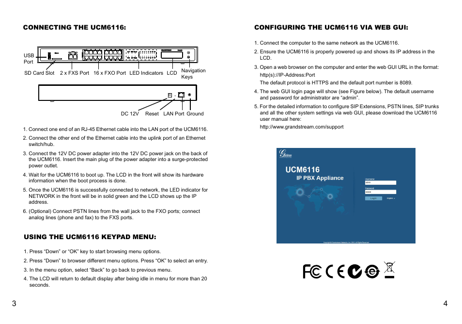 Grandstream UCM6116 Quick Installation Guide User Manual | Page 4 / 16
