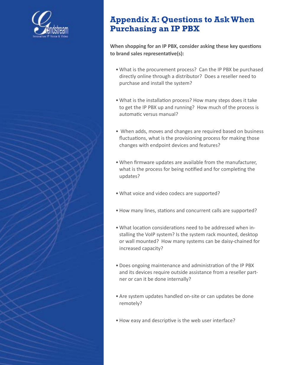 Grandstream UCM6100 series IP PBX Buyer's Guide User Manual | Page 14 / 15