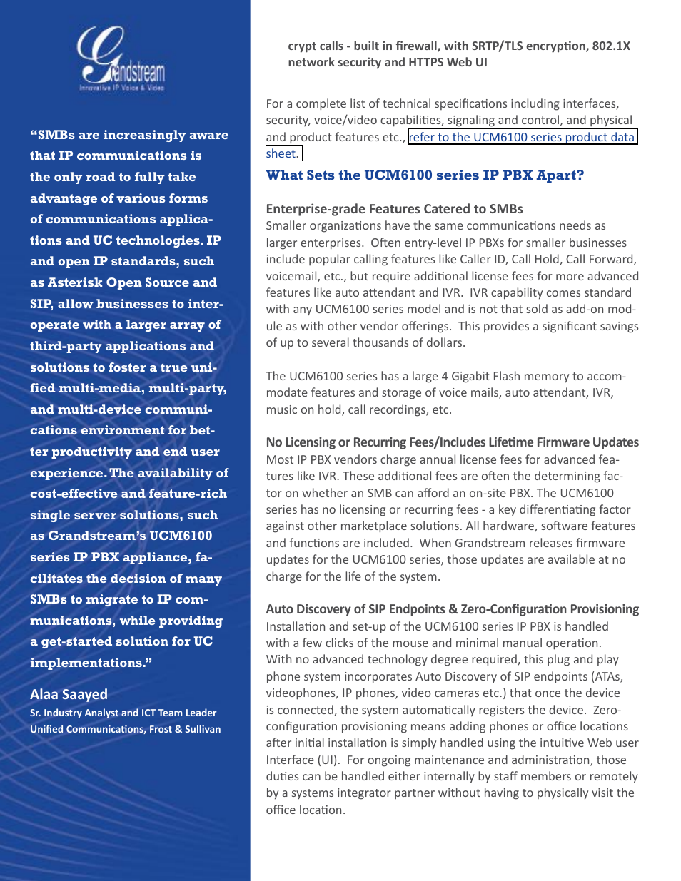 Grandstream UCM6100 series IP PBX Buyer's Guide User Manual | Page 6 / 15