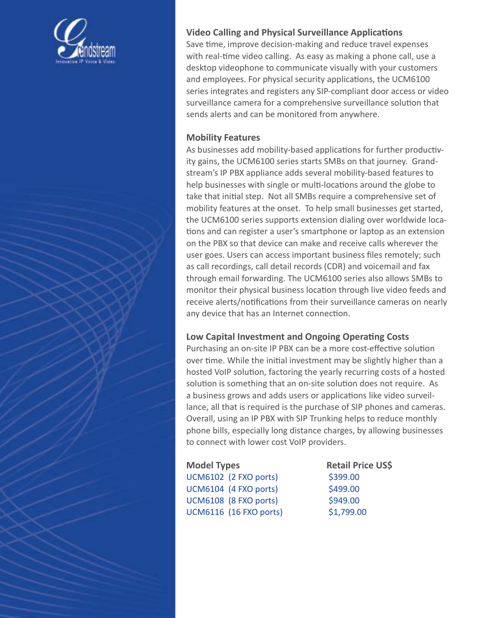 Grandstream UCM6100 series IP PBX Buyer's Guide User Manual | Page 7 / 15