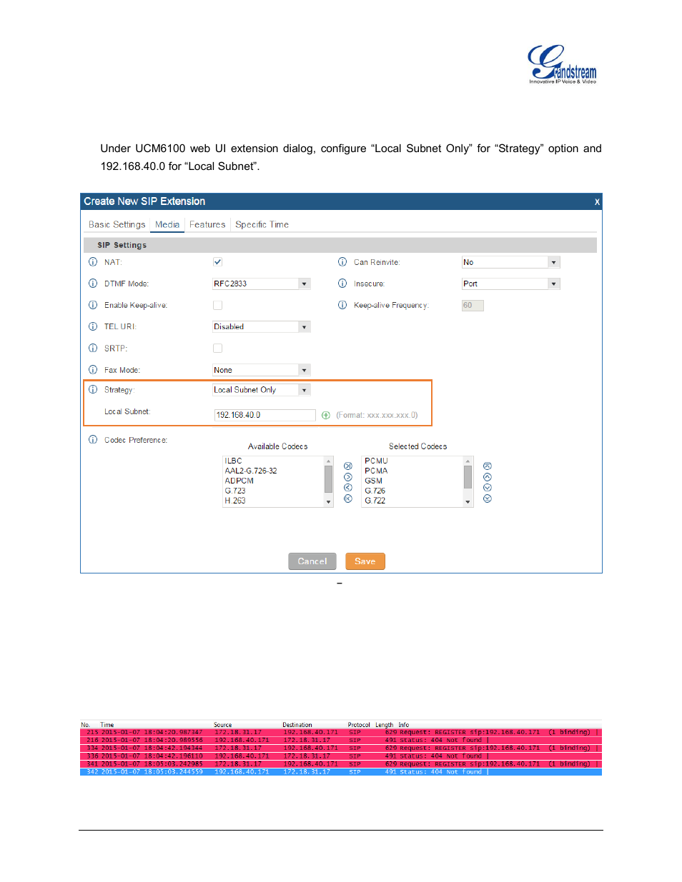 Figure 2: strategy, Local subnet only | Grandstream UCM6100 Security Manual User Manual | Page 9 / 24