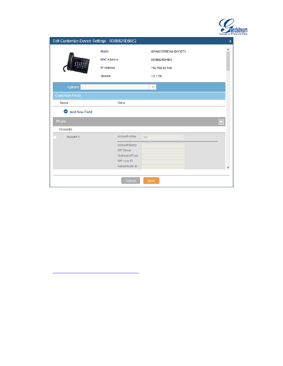 Figure 65: edit customize device settings | Grandstream UCM6510 User Manual User Manual | Page 103 / 314