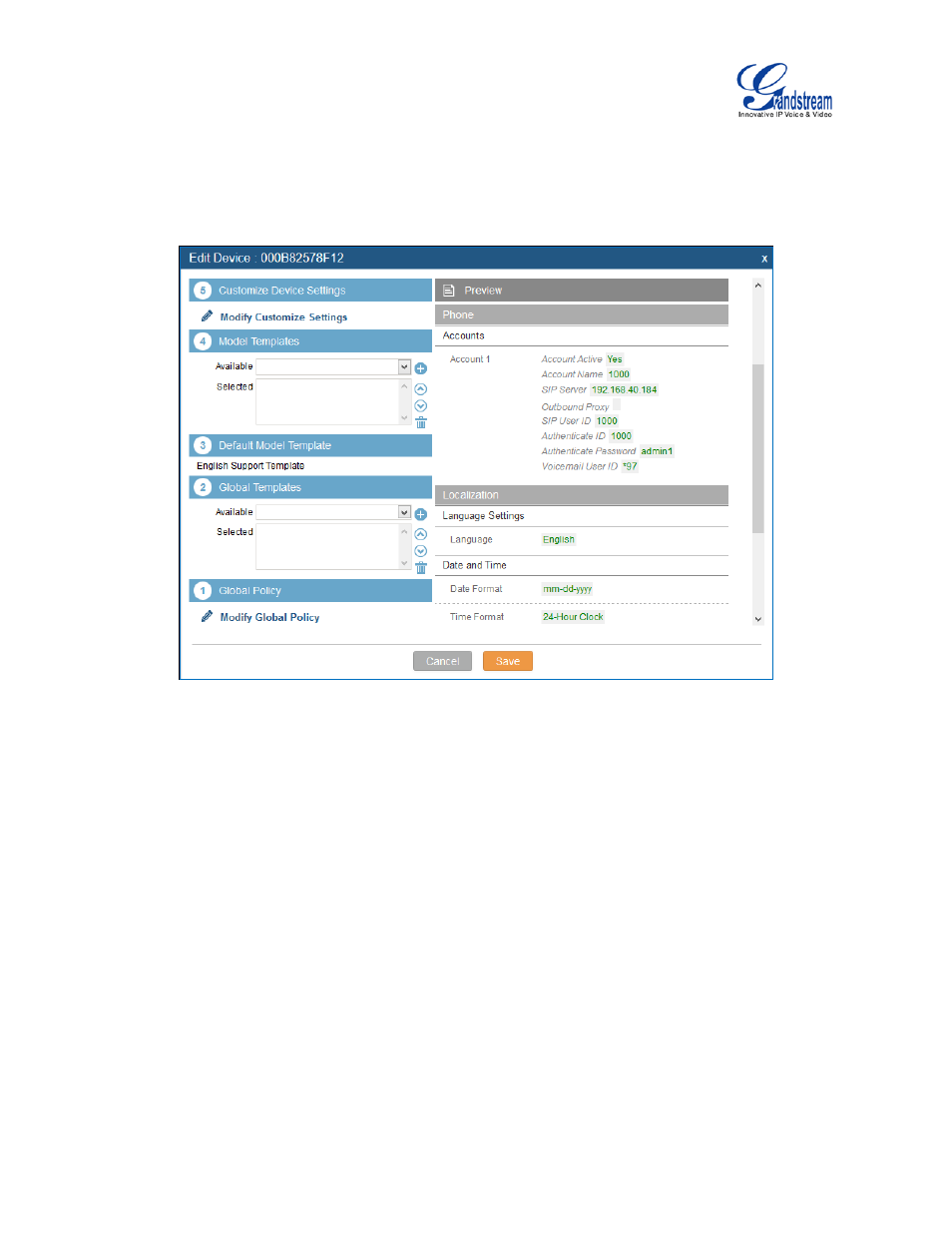 Figure 71: zero config sample - device preview 1 | Grandstream UCM6510 User Manual User Manual | Page 109 / 314