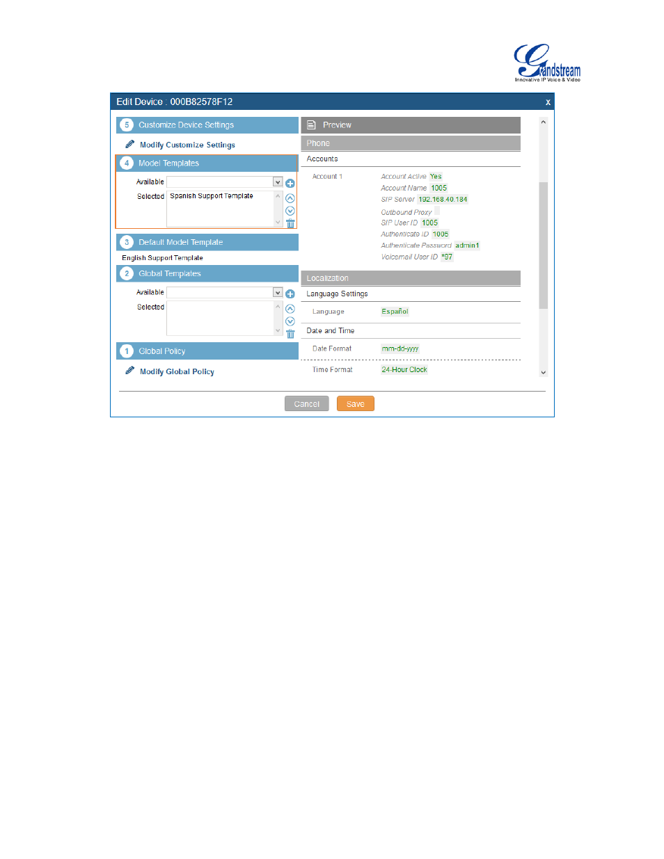 Figure 72: zero config sample - device preview 2 | Grandstream UCM6510 User Manual User Manual | Page 110 / 314