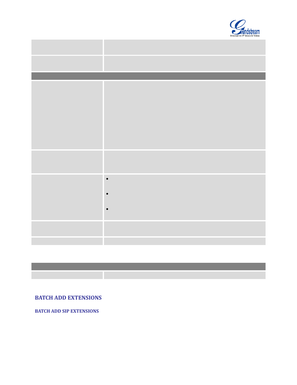 Batch add extensions, Batch add sip extensions | Grandstream UCM6510 User Manual User Manual | Page 127 / 314