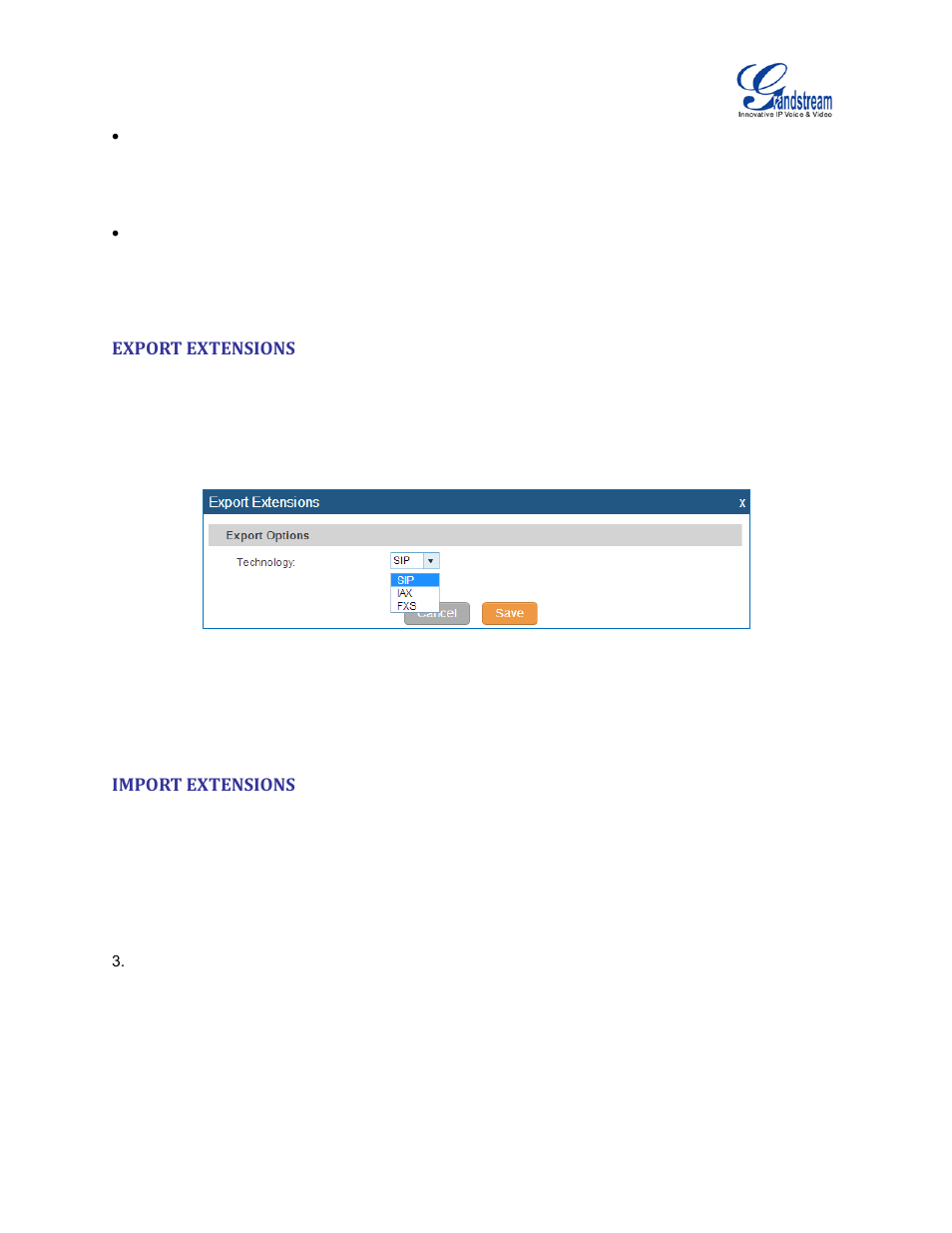 Export extensions, Import extensions, Figure 76: export extensions | Grandstream UCM6510 User Manual User Manual | Page 134 / 314