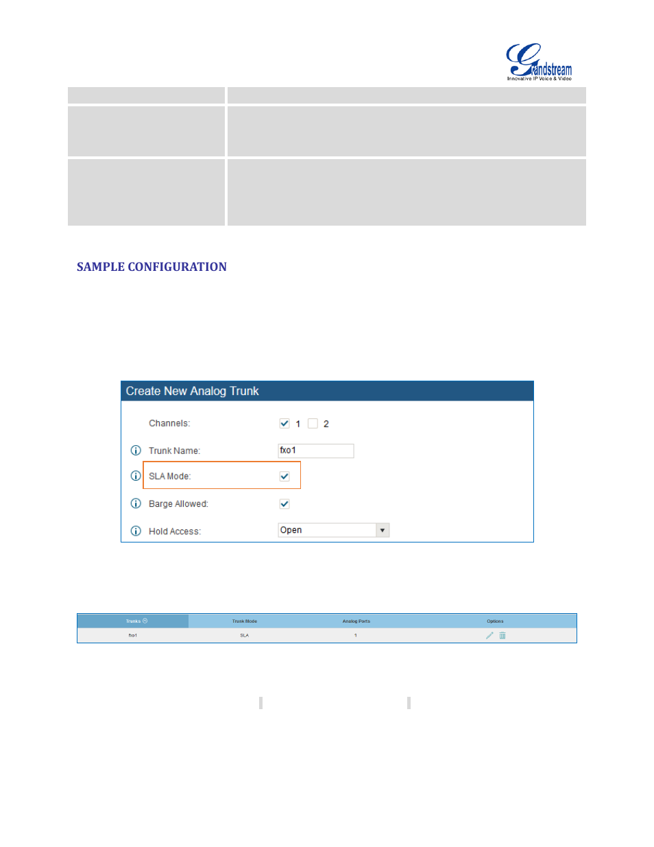 Sample configuration, Figure 94: enable sla mode for analog trunk, Figure 95: analog trunk with sla mode enabled | Grandstream UCM6510 User Manual User Manual | Page 177 / 314