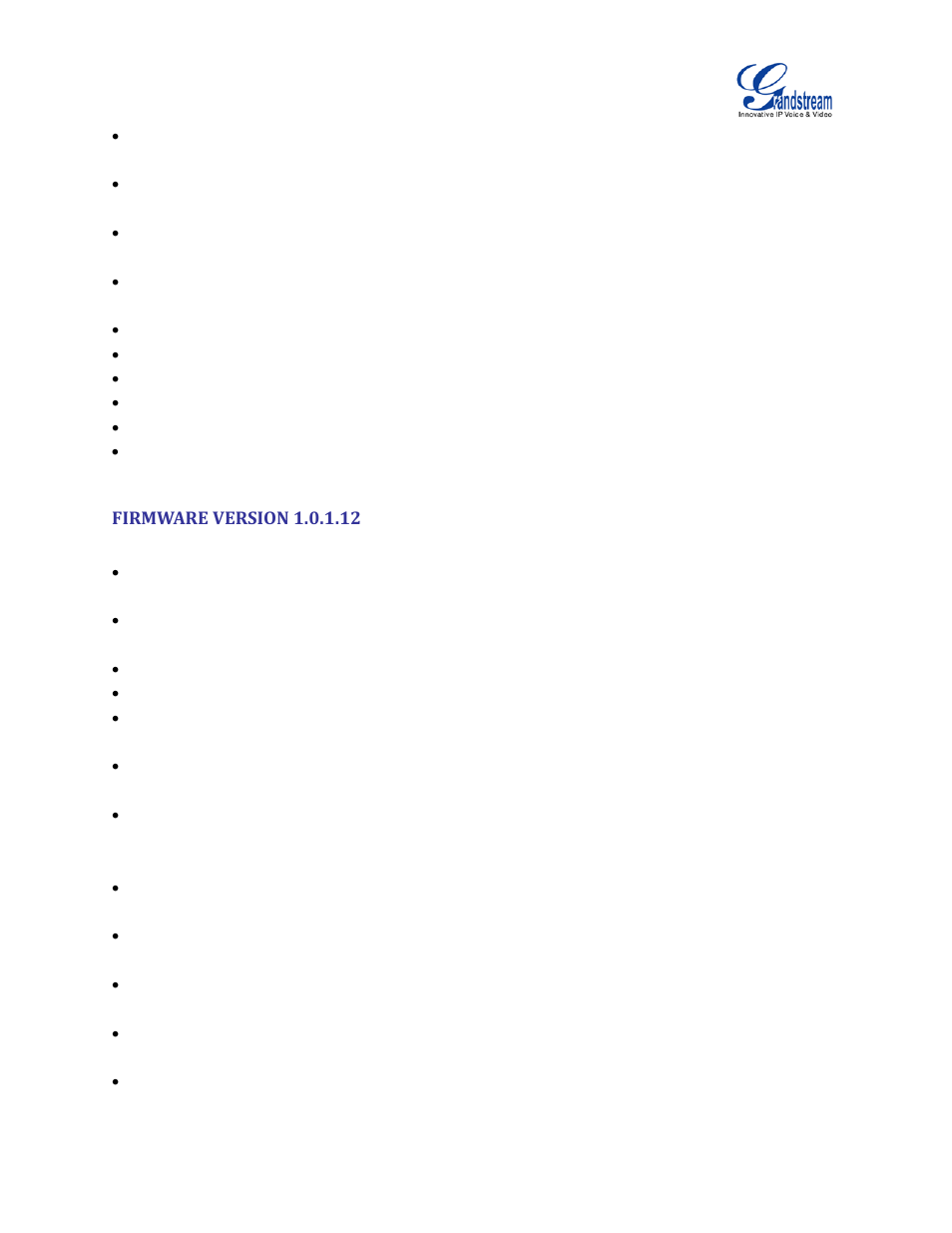 Firmware version 1.0.1.12 | Grandstream UCM6510 User Manual User Manual | Page 18 / 314