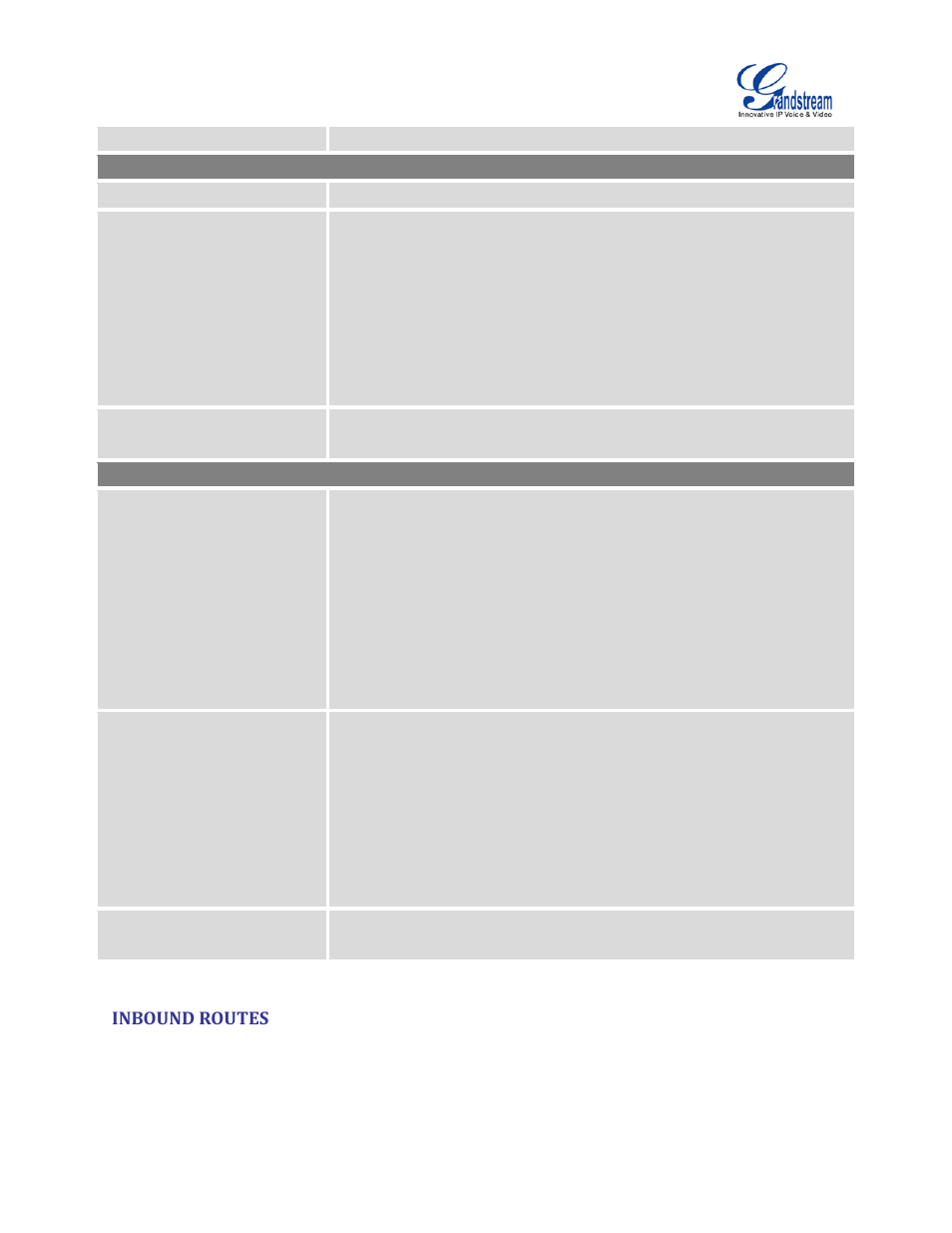 Inbound routes | Grandstream UCM6510 User Manual User Manual | Page 182 / 314