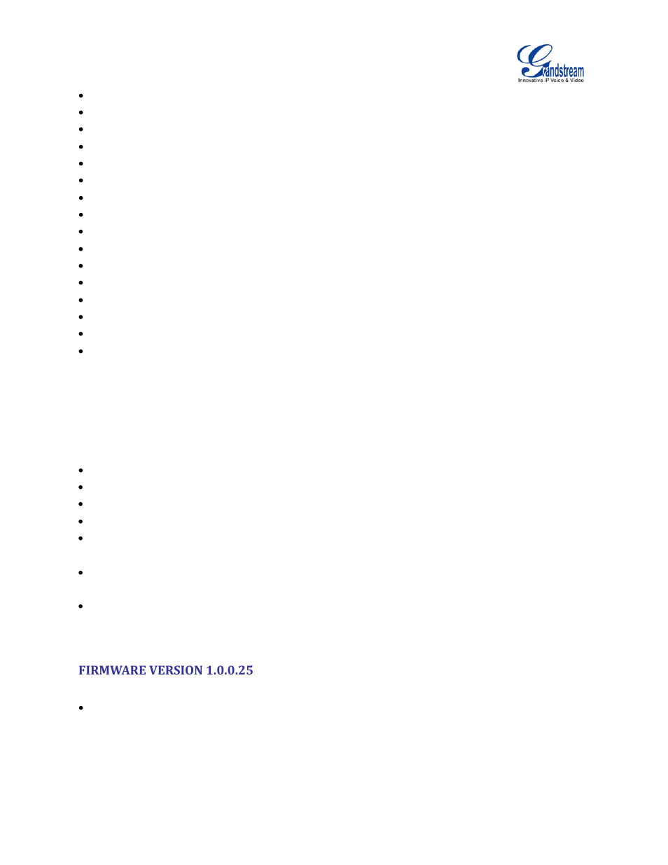 Firmware version 1.0.0.25 | Grandstream UCM6510 User Manual User Manual | Page 19 / 314