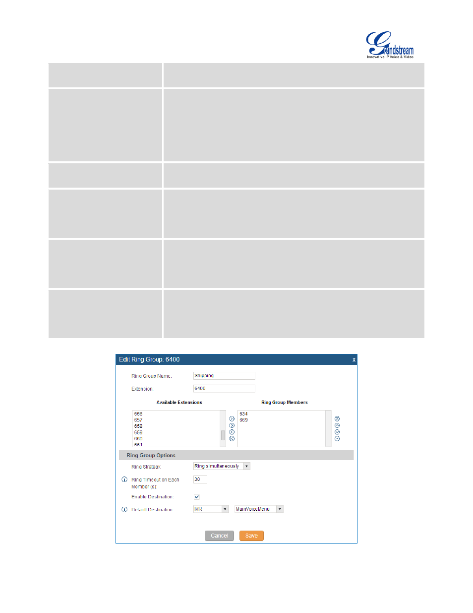 Figure 111: ring group configuration | Grandstream UCM6510 User Manual User Manual | Page 209 / 314