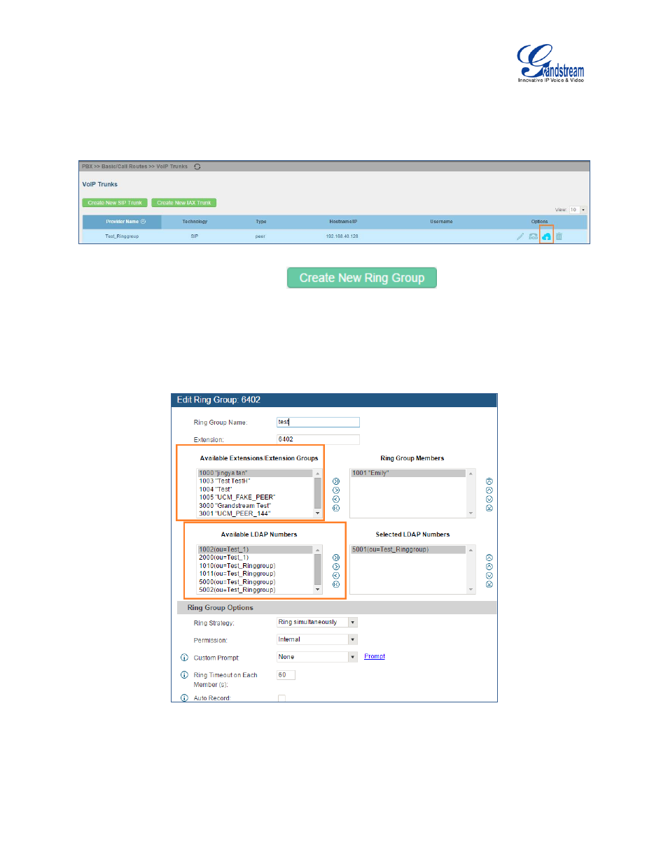 Figure 113: manually sync ldap server, Figure 114: ring group remote extension | Grandstream UCM6510 User Manual User Manual | Page 211 / 314