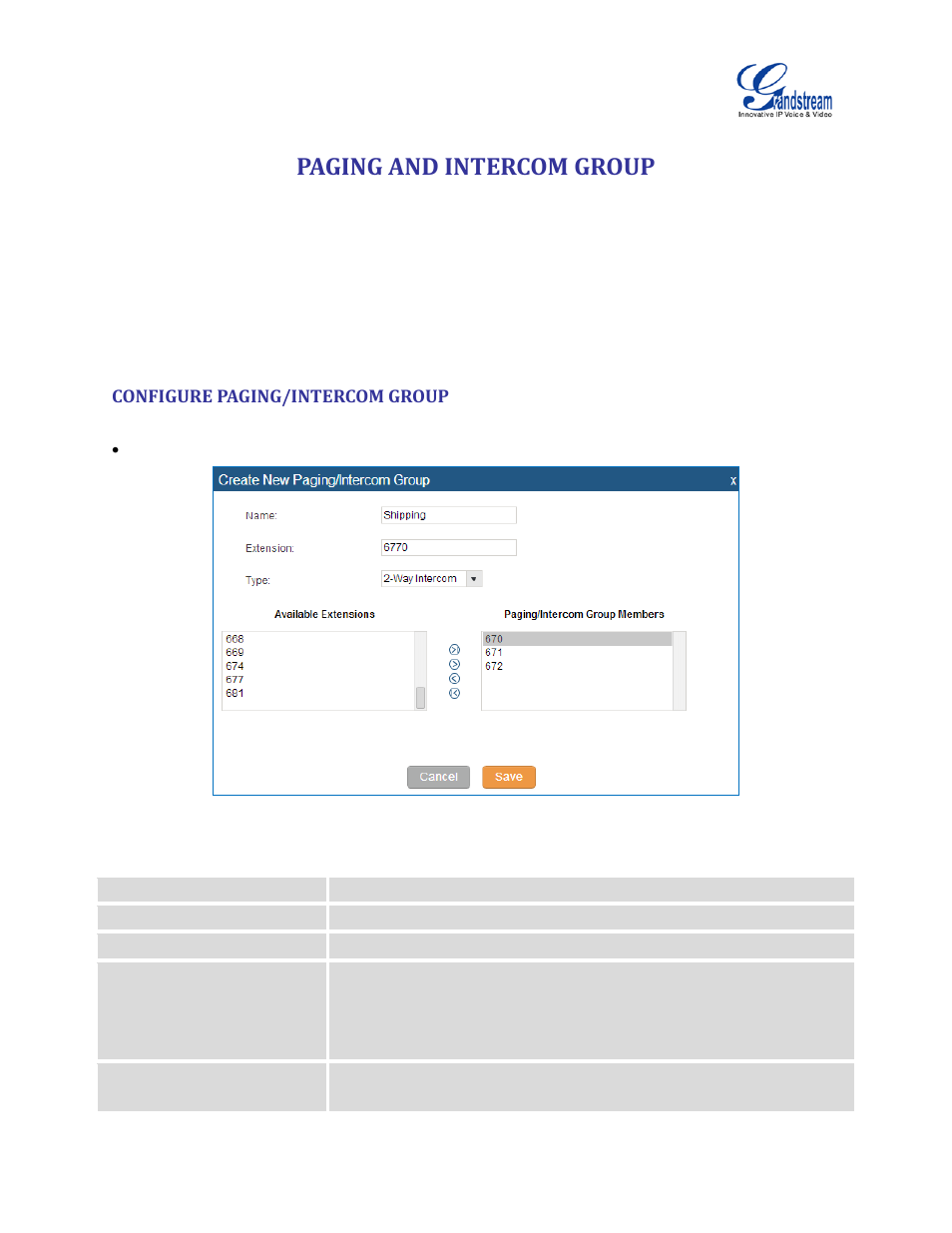 Paging and intercom group, Configure paging/intercom group, Figure 115: paging/intercom group | Grandstream UCM6510 User Manual User Manual | Page 212 / 314