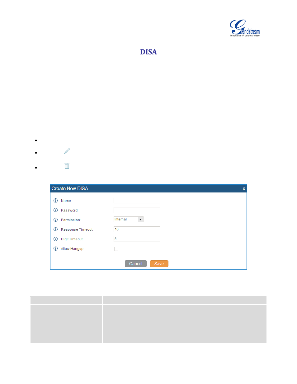 Disa, Table 78: disa settings, Figure 133: create new disa | Grandstream UCM6510 User Manual User Manual | Page 234 / 314