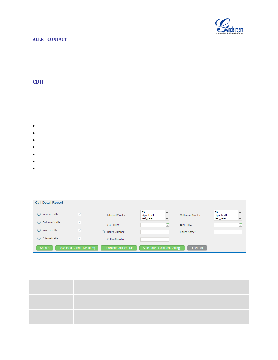 Alert contact, Table 103: cdr filter criteria, Figure 162: cdr filter | Grandstream UCM6510 User Manual User Manual | Page 285 / 314