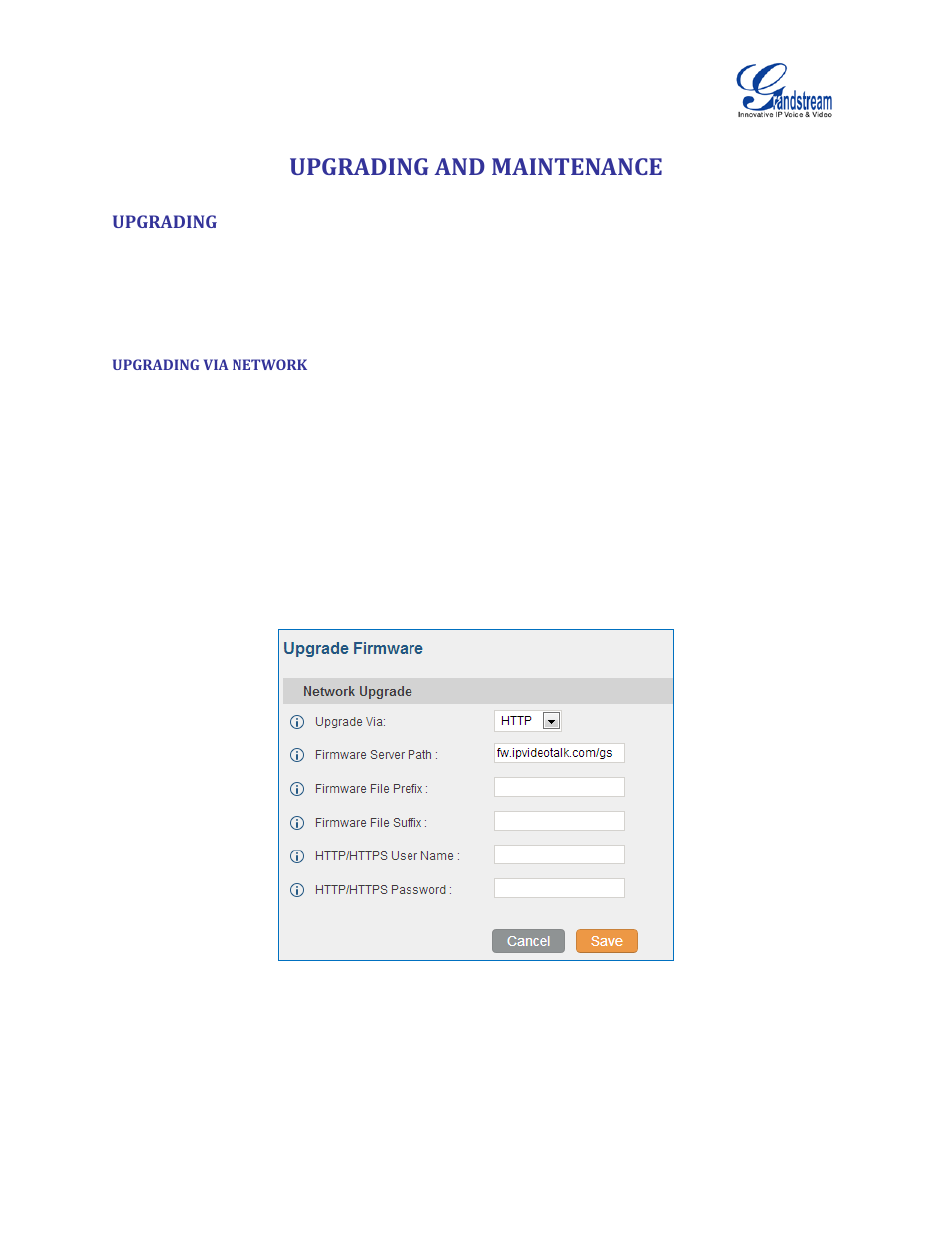 Upgrading and maintenance, Upgrading, Upgrading via network | Figure 171: network upgrade | Grandstream UCM6510 User Manual User Manual | Page 298 / 314