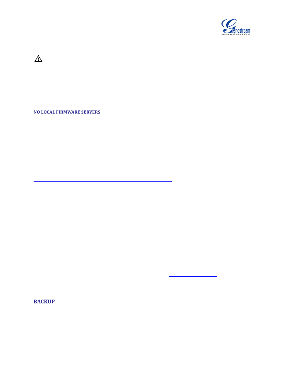 No local firmware servers, Backup | Grandstream UCM6510 User Manual User Manual | Page 301 / 314