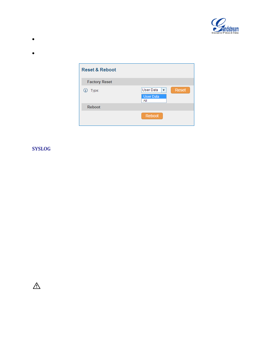 Syslog, Figure 181: reset and reboot | Grandstream UCM6510 User Manual User Manual | Page 307 / 314