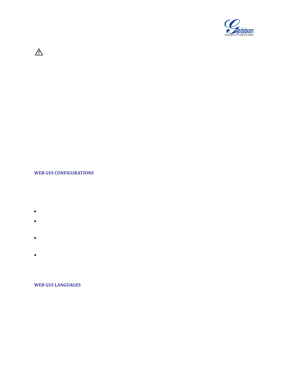 Web gui configurations, Web gui languages | Grandstream UCM6510 User Manual User Manual | Page 34 / 314