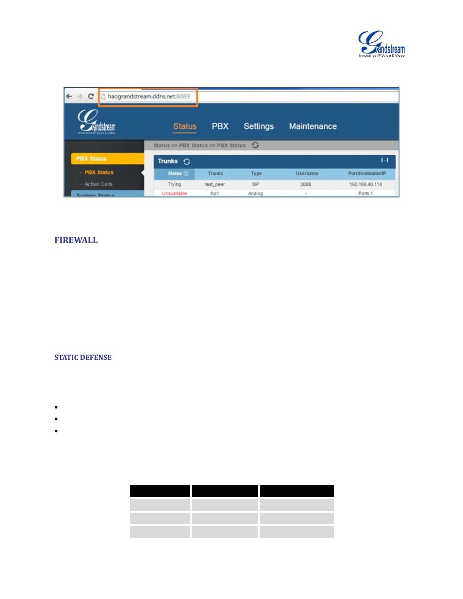 Firewall, Static defense, Figure 28: using domain name to connect to ucm6510 | Grandstream UCM6510 User Manual User Manual | Page 57 / 314