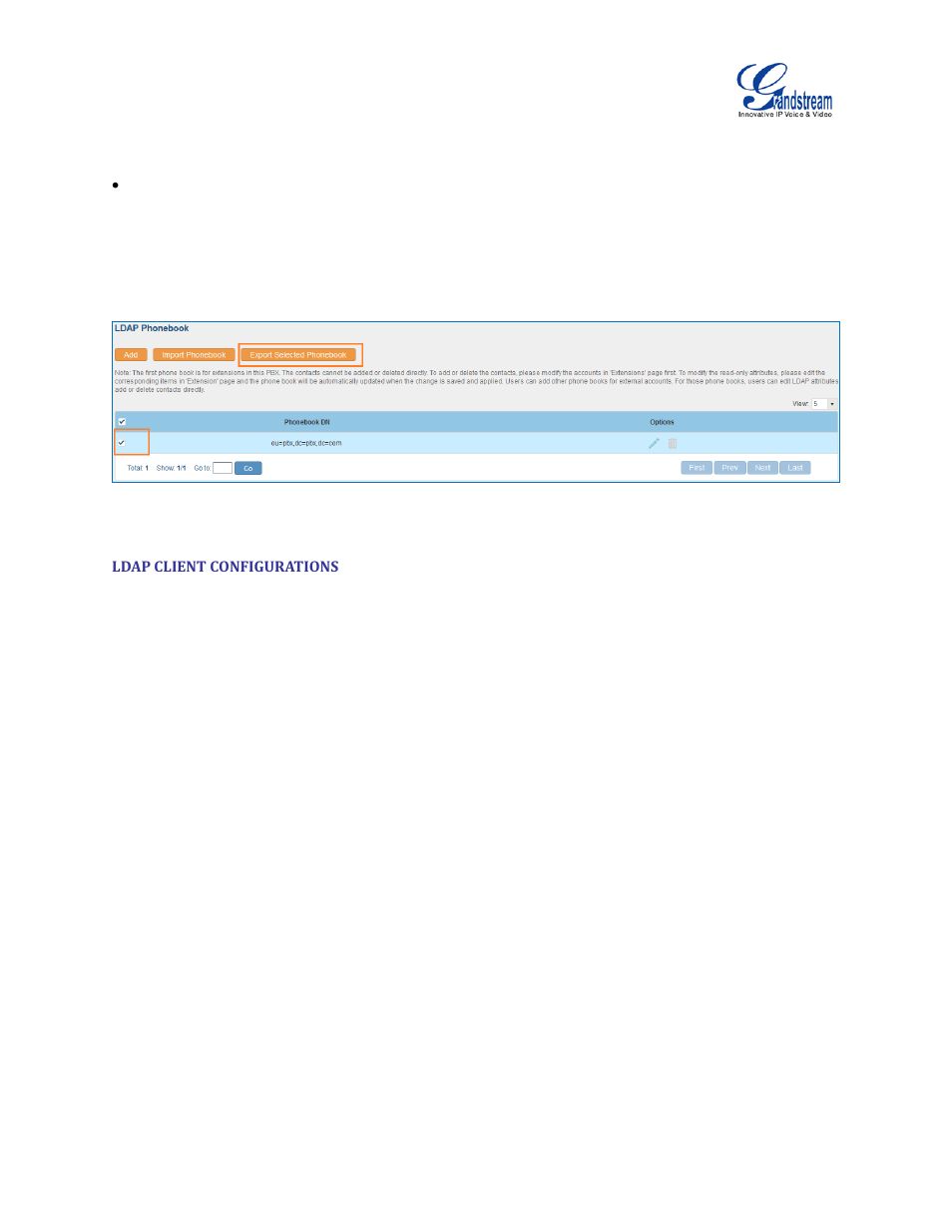 Ldap client configurations, Figure 39: export selected ldap phonebook | Grandstream UCM6510 User Manual User Manual | Page 67 / 314