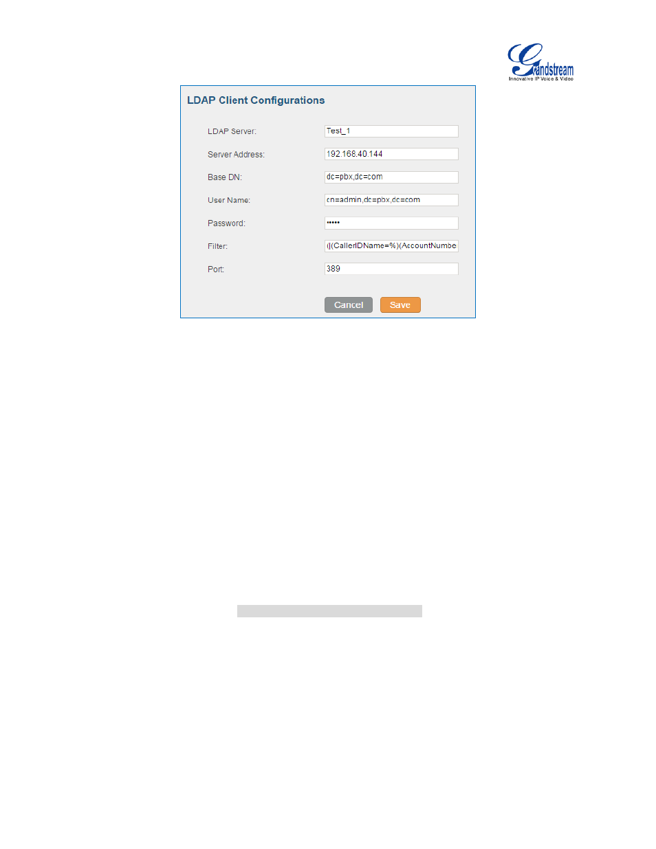 Figure 40: ldap client configurations | Grandstream UCM6510 User Manual User Manual | Page 68 / 314