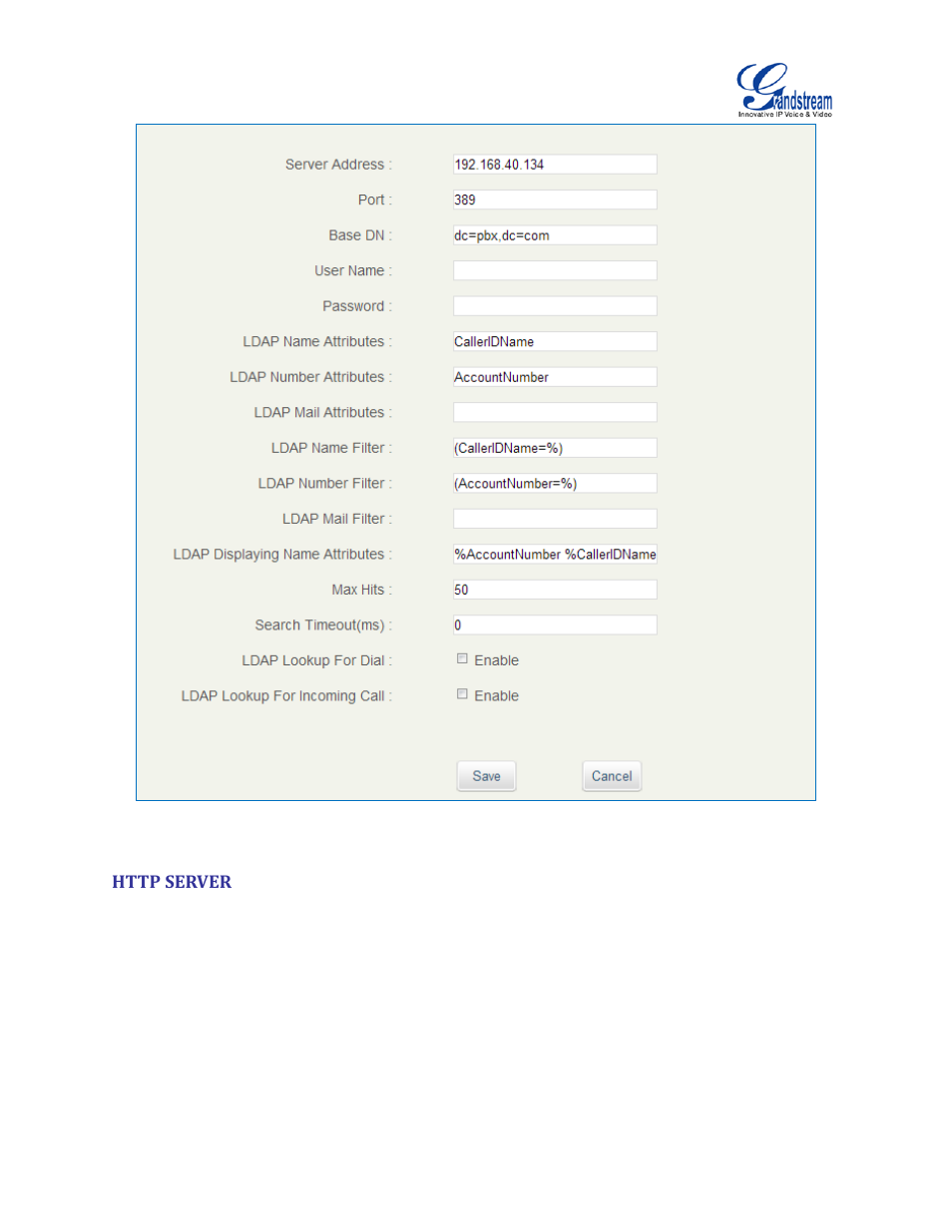 Http server, Figure 41: gxp2200 ldap phonebook configuration | Grandstream UCM6510 User Manual User Manual | Page 69 / 314