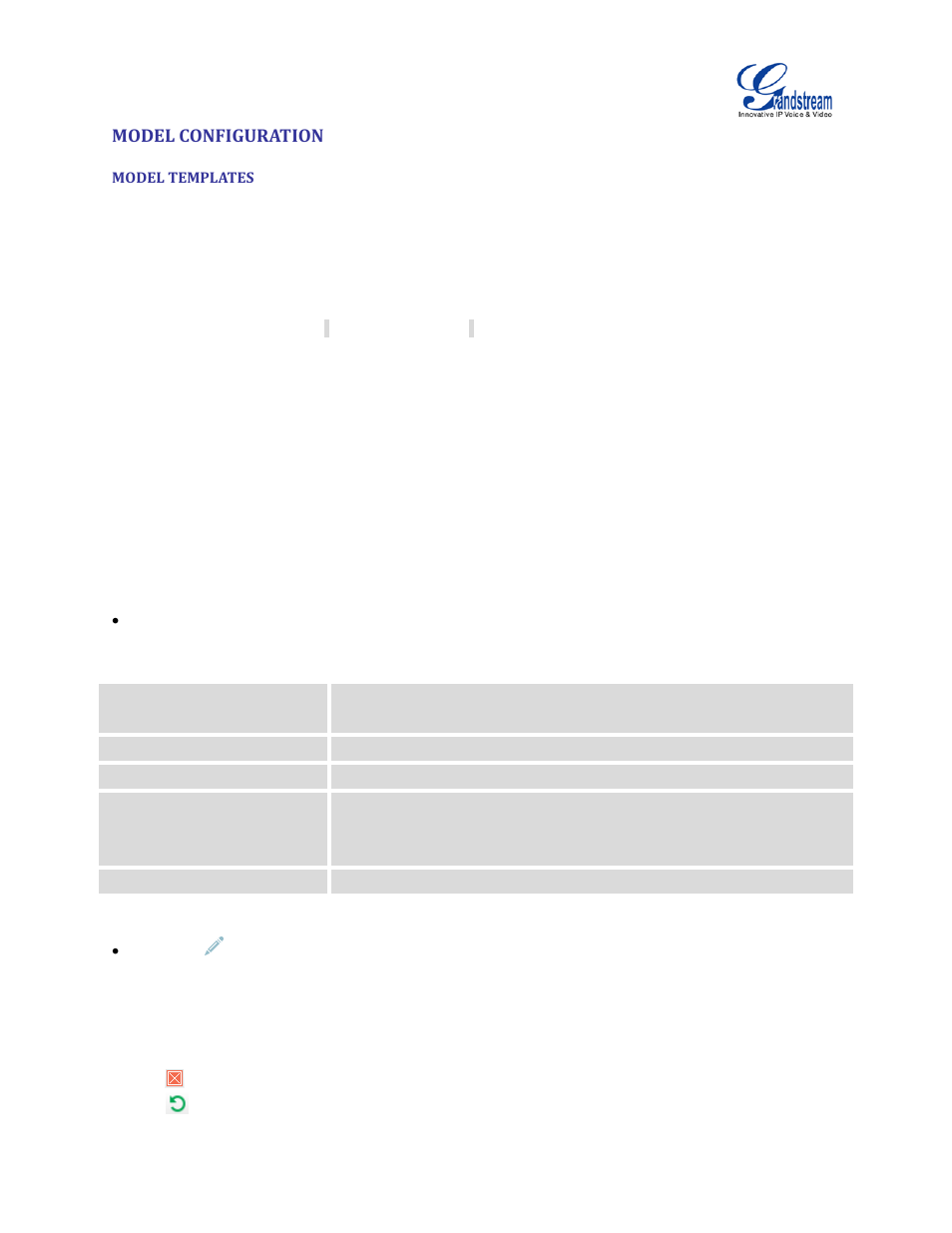 Model configuration, Model templates, Table 30: create new model template | Grandstream UCM6510 User Manual User Manual | Page 97 / 314