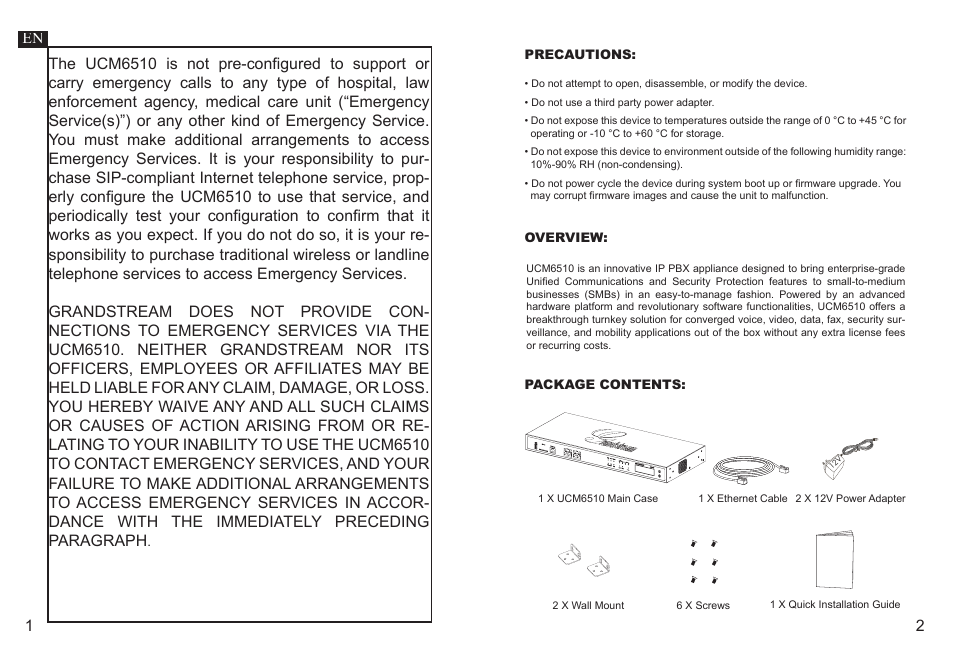 Grandstream UCM6510 Quick Installation Guide User Manual | Page 3 / 20