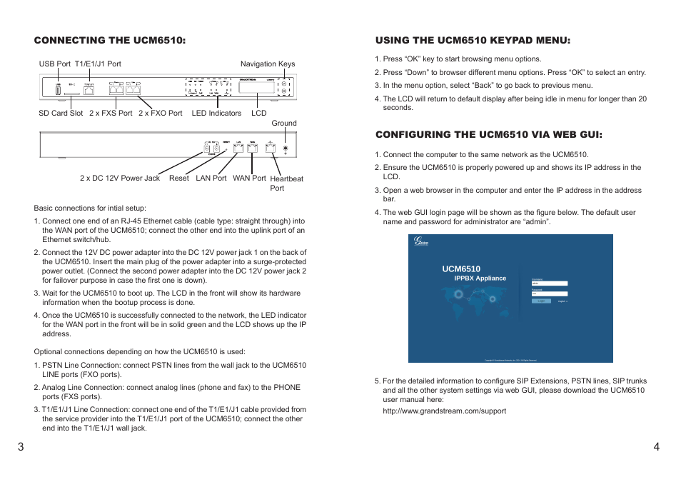 Grandstream UCM6510 Quick Installation Guide User Manual | Page 4 / 20