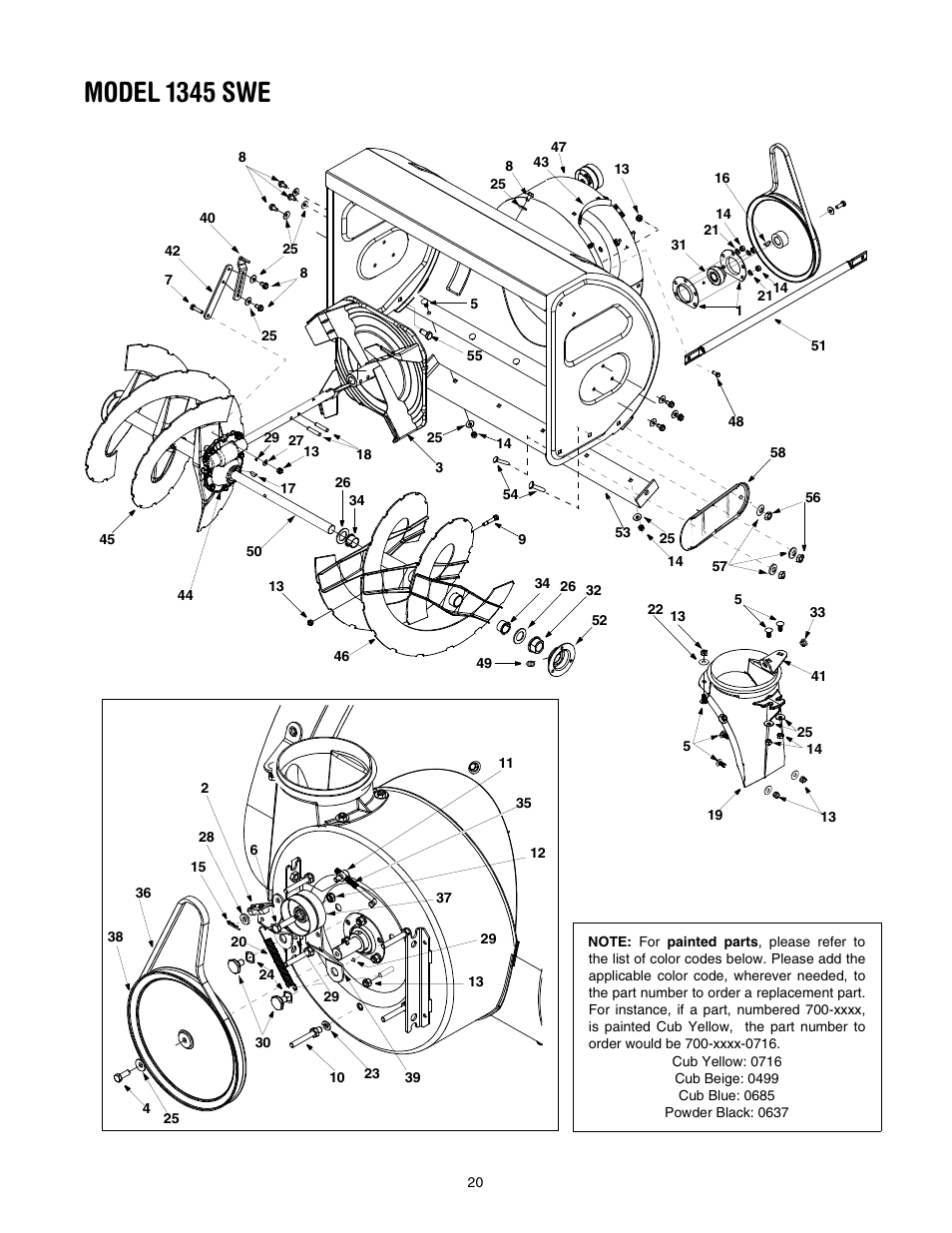 Model 1345 swe | Cub Cadet 1345 SWE User Manual | Page 20 / 28