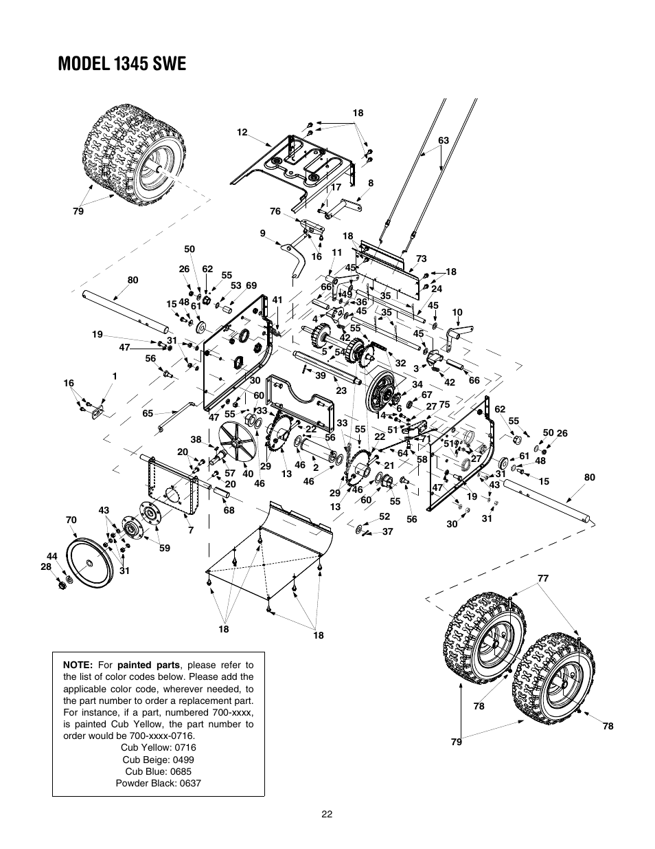 Model 1345 swe | Cub Cadet 1345 SWE User Manual | Page 22 / 28