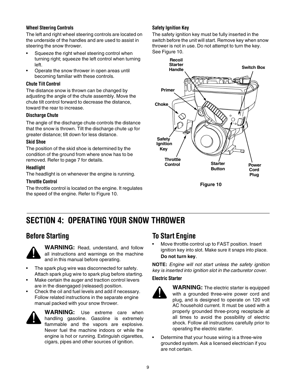 Before starting | Cub Cadet 1345 SWE User Manual | Page 9 / 28