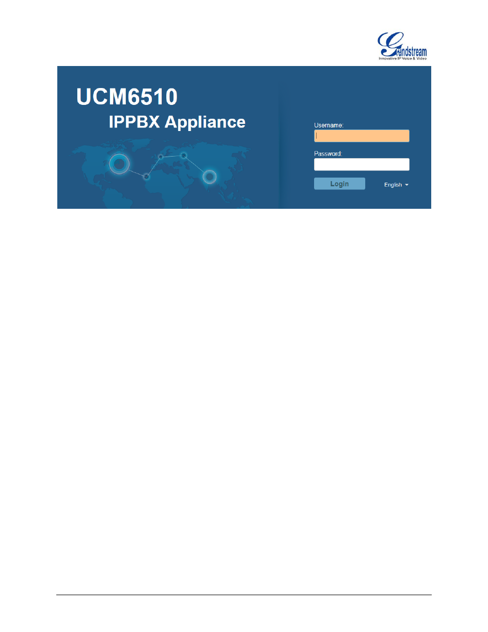 Figure 3: ucm6510 web ui login screen | Grandstream UCM6510 basic setup guide User Manual | Page 8 / 30