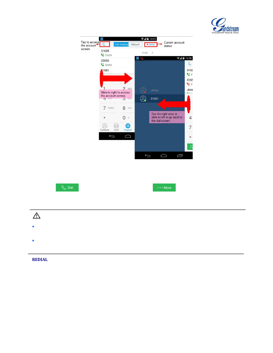 Redial, Figure 4: select account | Grandstream Wave User Manual | Page 13 / 65