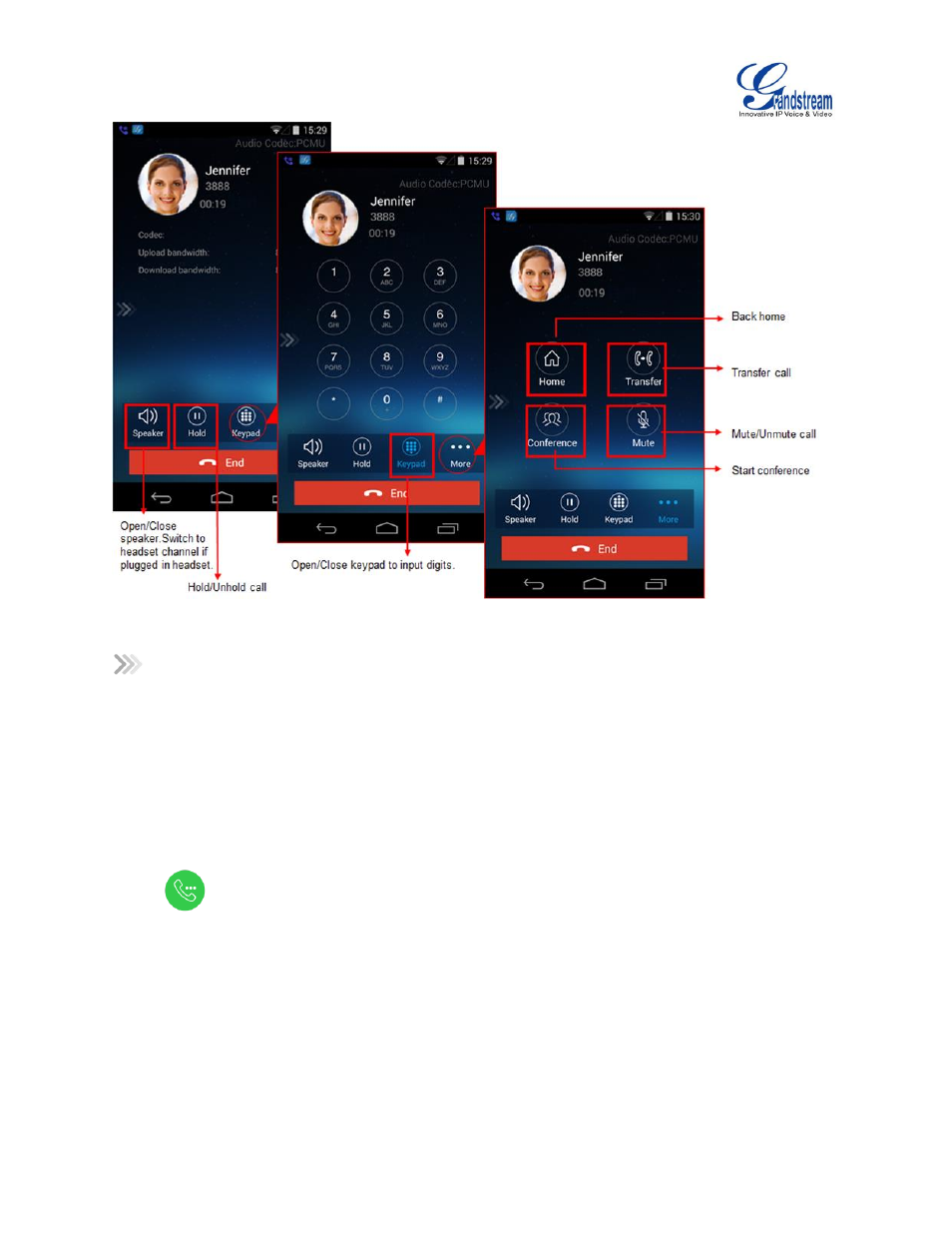 Figure 10: voice call | Grandstream Wave User Manual | Page 19 / 65