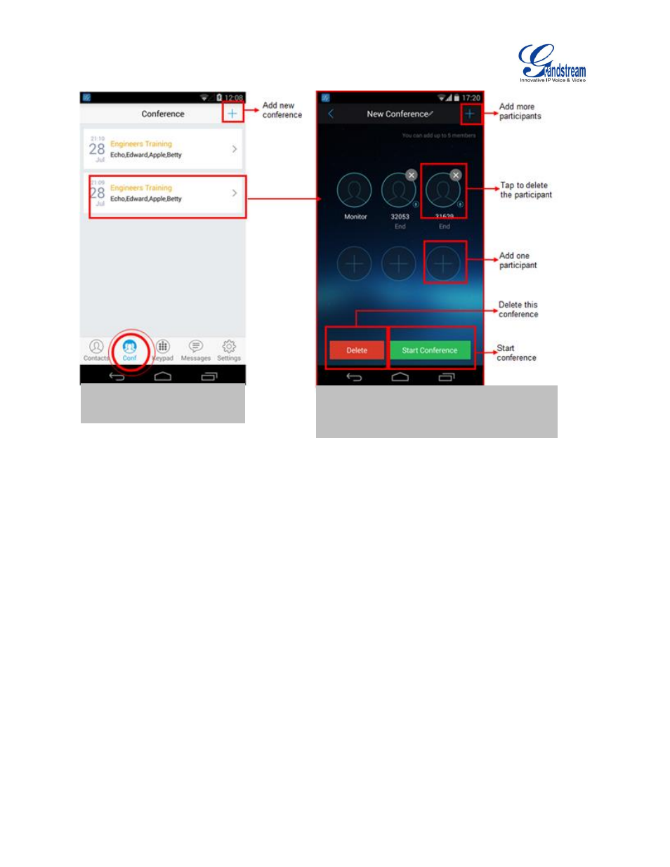 Figure 18: grandstream wave conference screen | Grandstream Wave User Manual | Page 27 / 65